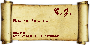 Maurer György névjegykártya