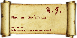 Maurer György névjegykártya